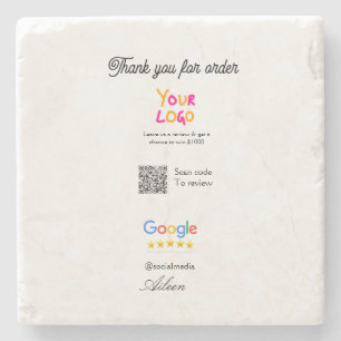 Google review bedrijfslogo website scan QR-code Stenen Onderzetter