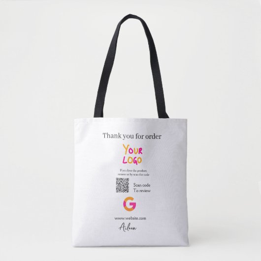 Google review bedrijfslogo website scan QR-code Tote Bag (Voorkant)
