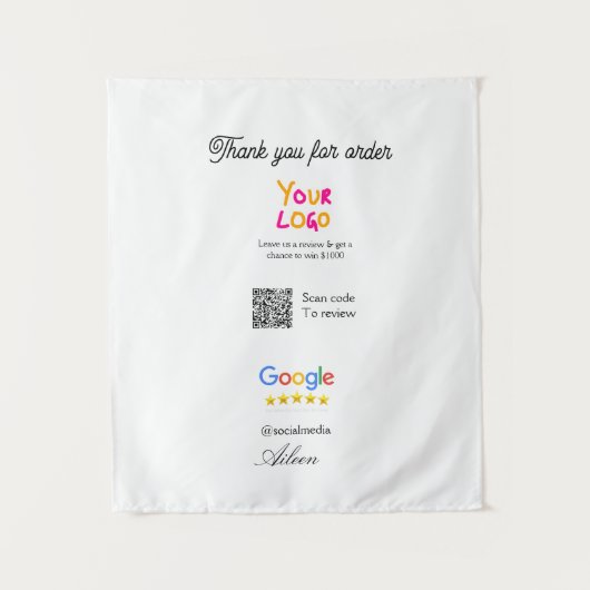 Google review bedrijfslogo website scan QR code Wandkleed (Voorkant)