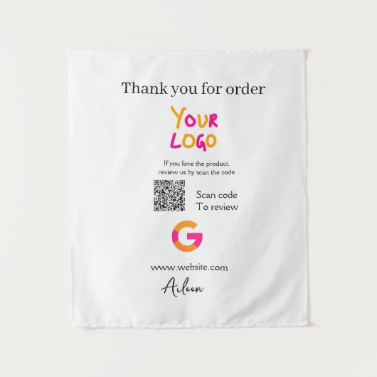 Google review bedrijfslogo website scan QR-code Wandkleed (Voorkant)