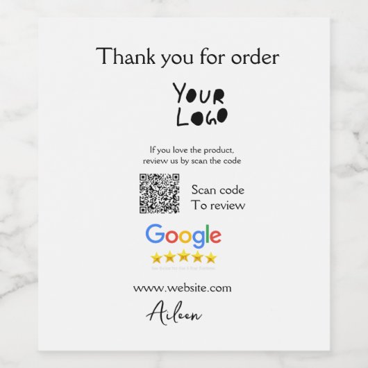 Google review bedrijfslogo website scan QR-code Wijn Etiket (Enkel label)