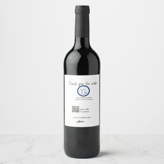 Google review bedrijfslogo website scan QR-code Wijn Etiket (Voorkant)