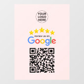 Google Review Business 5 Star QR Code Blush Pink Raamsticker (Vel)