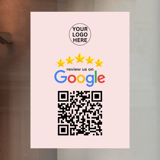 Google Review Business 5 Star QR Code Blush Pink Raamsticker