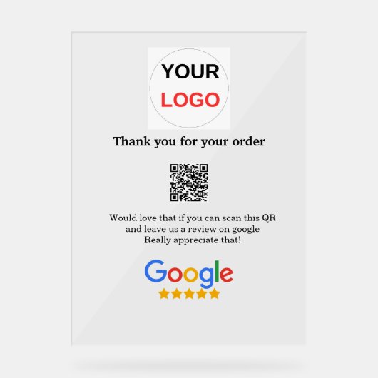 Google review business logo Scan QR review Acryl Bord (Voorkant)