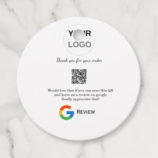 Google review business logo Scan QR review Bedankjes Labels (Voorkant)