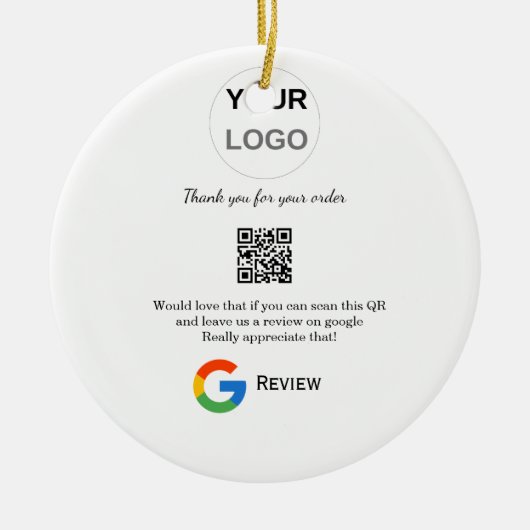 Google review business logo Scan QR review Keramisch Ornament (Voorkant)