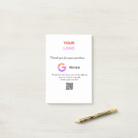 Google review business logo Scan QR review Post-it® Notes (Op bureau)