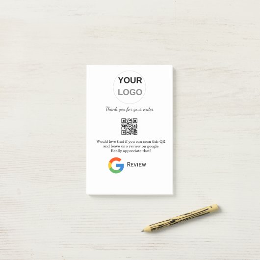 Google review business logo Scan QR review Post-it® Notes (Op bureau)