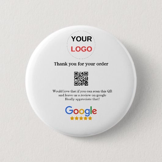 Google review business logo Scan QR review Ronde Button 5,7 Cm (Voorkant)