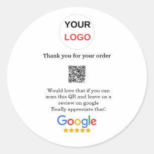 Google review business logo Scan QR review Ronde Sticker