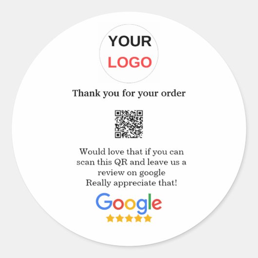 Google review business logo Scan QR review Ronde Sticker (Voorkant)