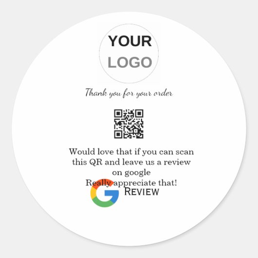 Google review business logo Scan QR review Ronde Sticker (Voorkant)