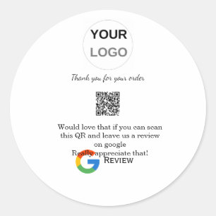 Google review business logo Scan QR review Ronde Sticker