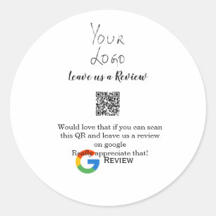 Google review business logo Scan QR review Ronde Sticker