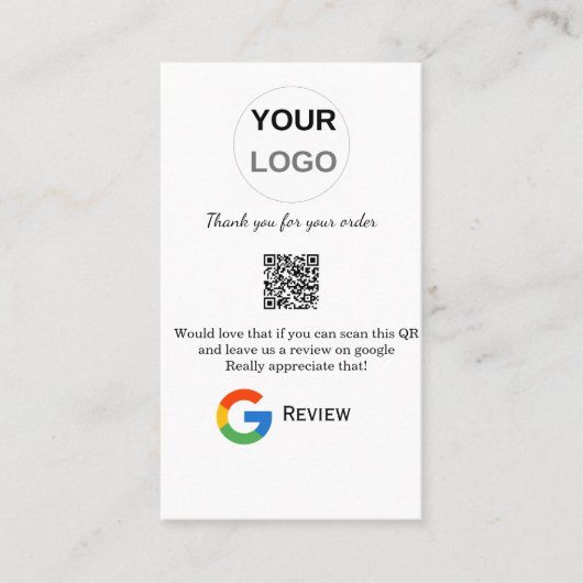 Google review business logo Scan QR review Visitekaartje (Voorkant)