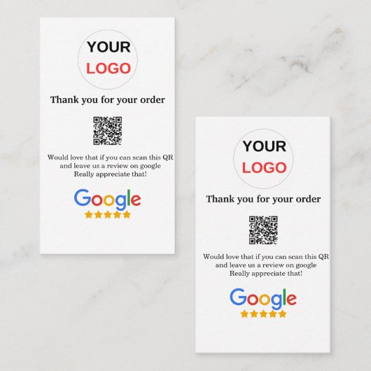 Google review business logo Scan QR review Visitekaartje (Voorkant / Achterkant)