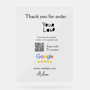 Google review business logo website scan QR-code Acryl Bord