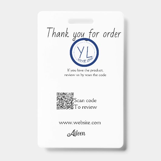 Google review business logo website scan QR code Badge (Voorzijde)