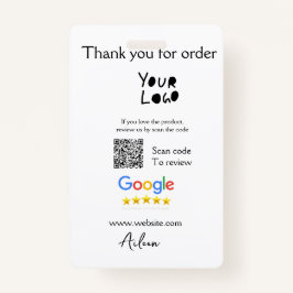 Google review business logo website scan QR-code Badge