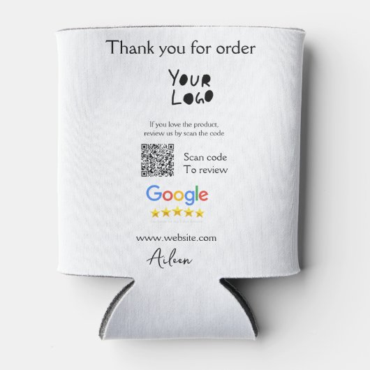Google review business logo website scan QR-code Blikjeskoeler (Voorkant)