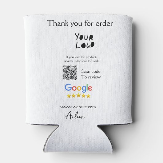 Google review business logo website scan QR-code Blikjeskoeler (Achterkant)