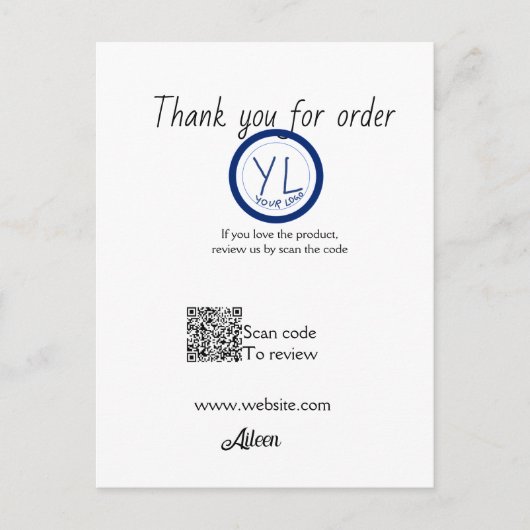 Google review business logo website scan QR code Briefkaart (Voorkant)