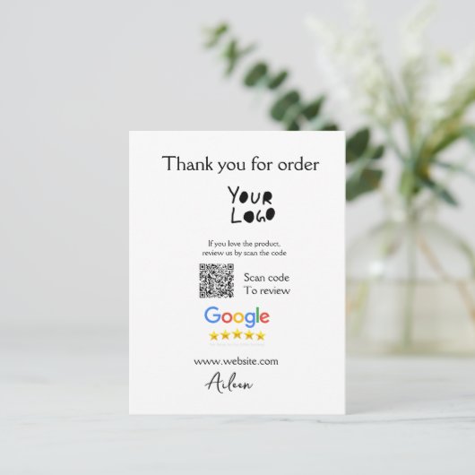 Google review business logo website scan QR-code Briefkaart (Staand voorkant)