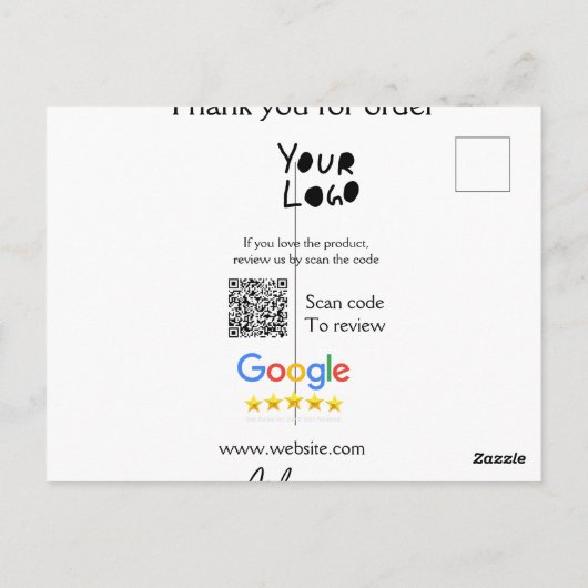 Google review business logo website scan QR-code Briefkaart (Achterkant)