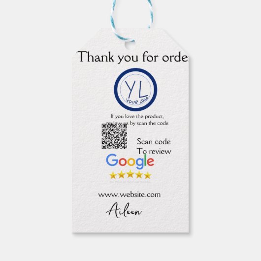Google review business logo website scan QR code Cadeaulabel (Achterkant)
