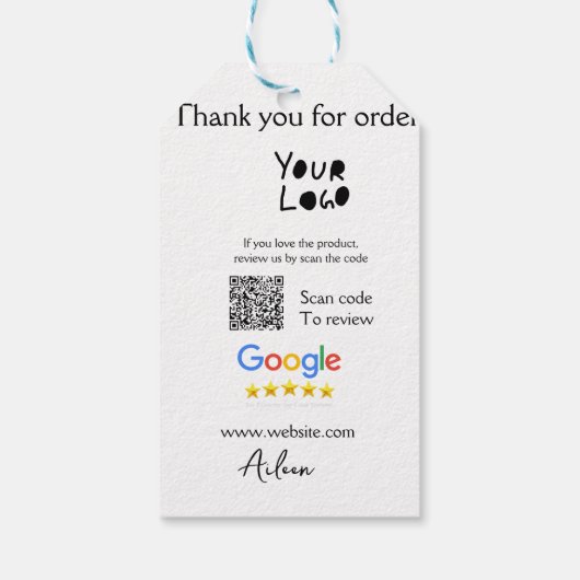 Google review business logo website scan QR-code Cadeaulabel (Achterkant)