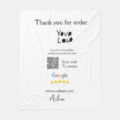 Google review business logo website scan QR-code Fleece Deken (Voorkant)