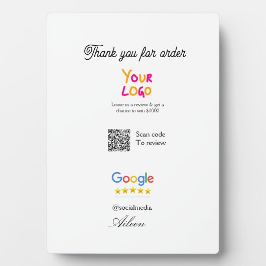 Google review business logo website scan QR code Fotoplaat (voorkant)