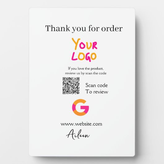 Google review business logo website scan QR code Fotoplaat (voorkant)