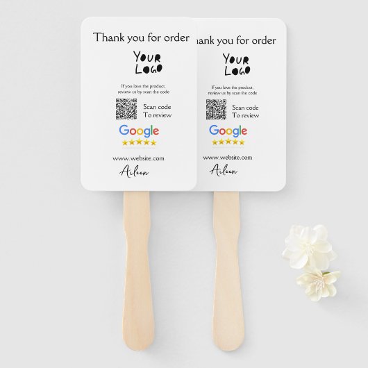 Google review business logo website scan QR-code Handwaaier (Voorkant en achterkant)
