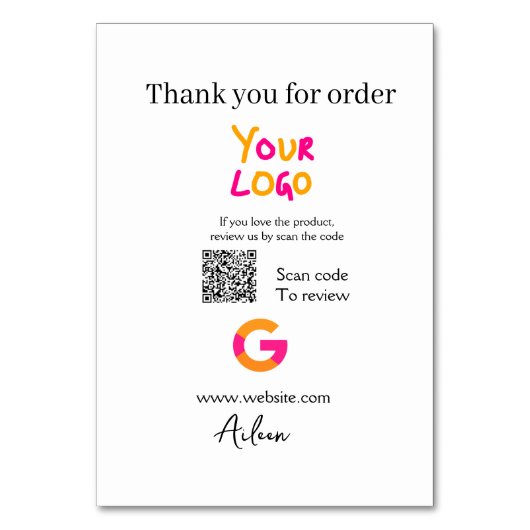 Google review business logo website scan QR-code Kaart (Voorkant)