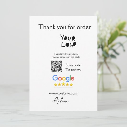 Google review business logo website scan QR-code Kaart (Staand voorkant)
