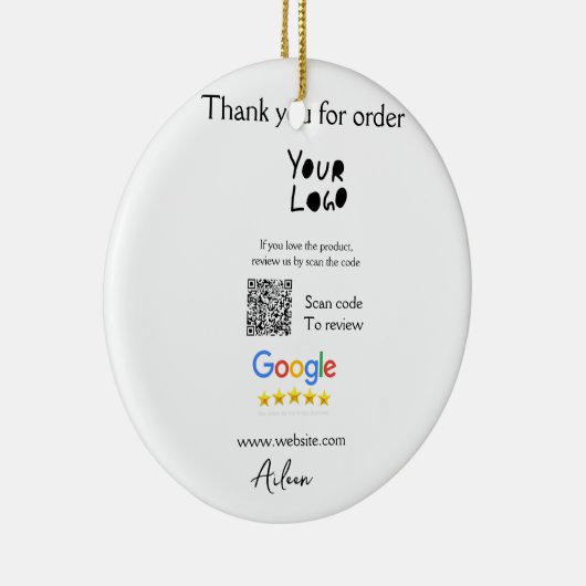 Google review business logo website scan QR-code Keramisch Ornament (Rechts)