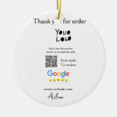 Google review business logo website scan QR-code Keramisch Ornament (Voorkant)