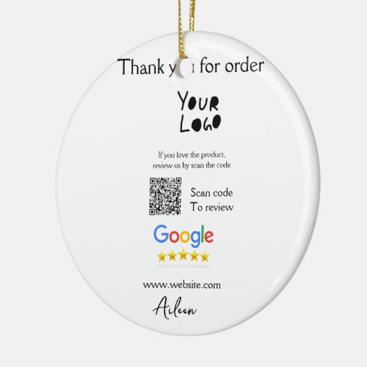 Google review business logo website scan QR-code Keramisch Ornament (Links)