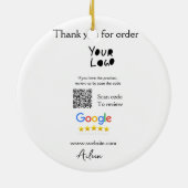 Google review business logo website scan QR-code Keramisch Ornament (Achterkant)