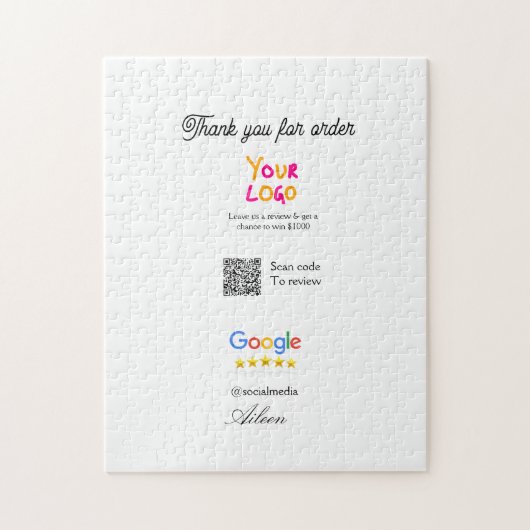Google review business logo website scan QR code Legpuzzel (Verticaal)