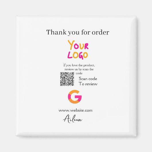 Google review business logo website scan QR code Magneet (Voorkant)