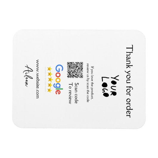Google review business logo website scan QR-code Magneet (Horizontaal)
