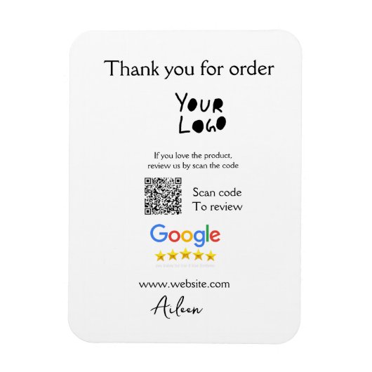 Google review business logo website scan QR-code Magneet (Verticaal)