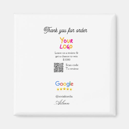 Google review business logo website scan QR code Magneet (Voorkant)
