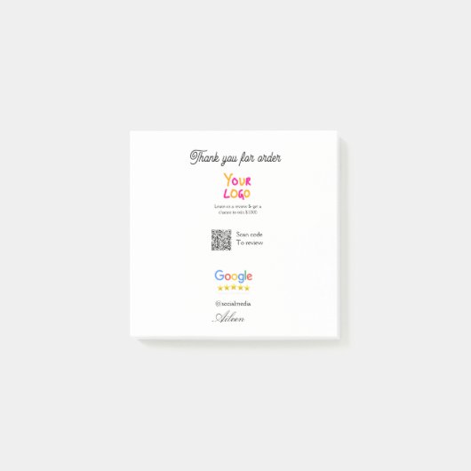 Google review business logo website scan QR code Post-it® Notes (Voorkant)