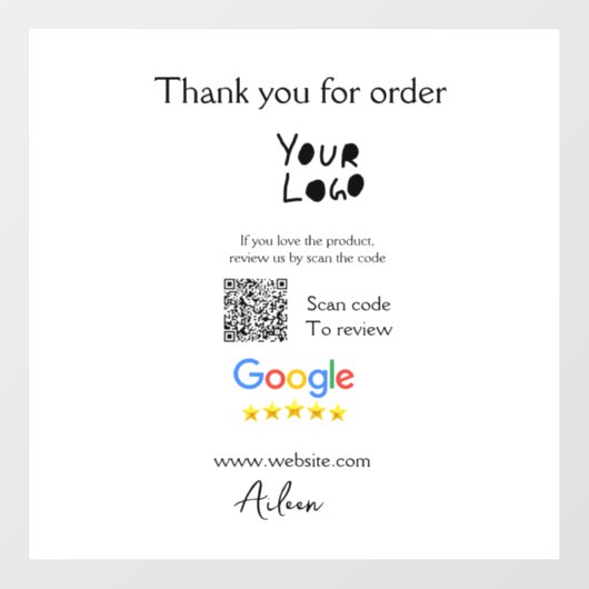Google review business logo website scan QR-code Raamsticker (Vel)