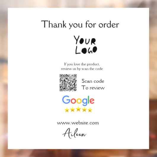 Google review business logo website scan QR-code Raamsticker (Vel 2)