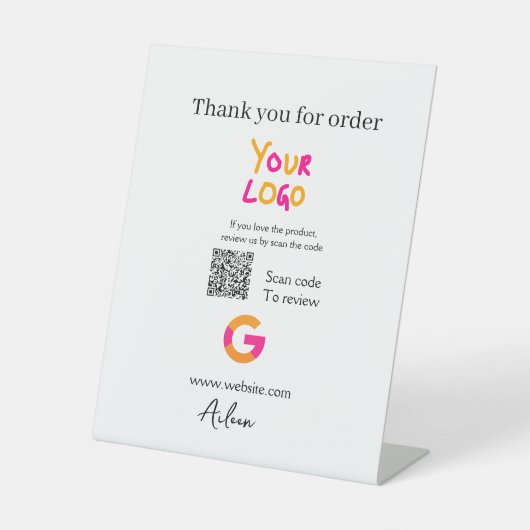 Google review business logo website scan QR-code Reclamebord Met Voetstuk (Voorkant)